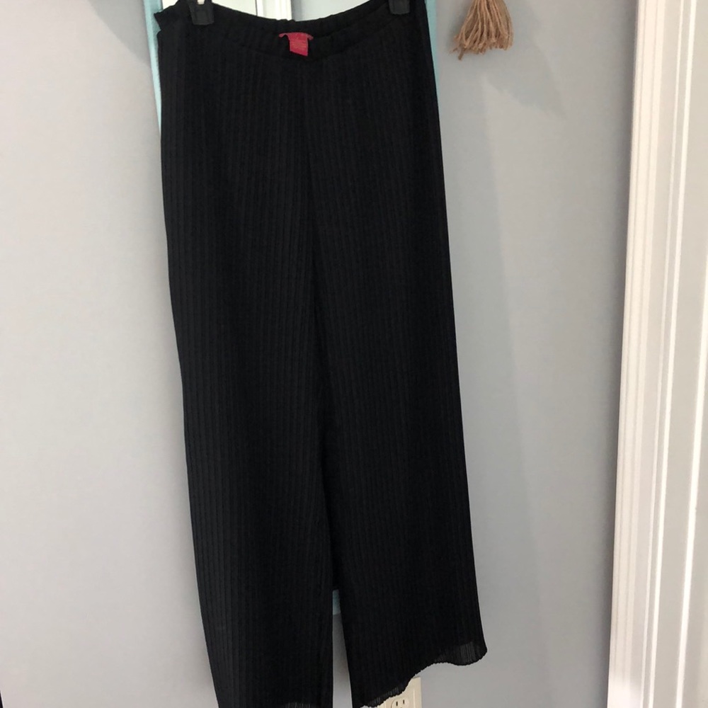 Sunny Leigh Black Crinkle Plazzo wide leg pants S